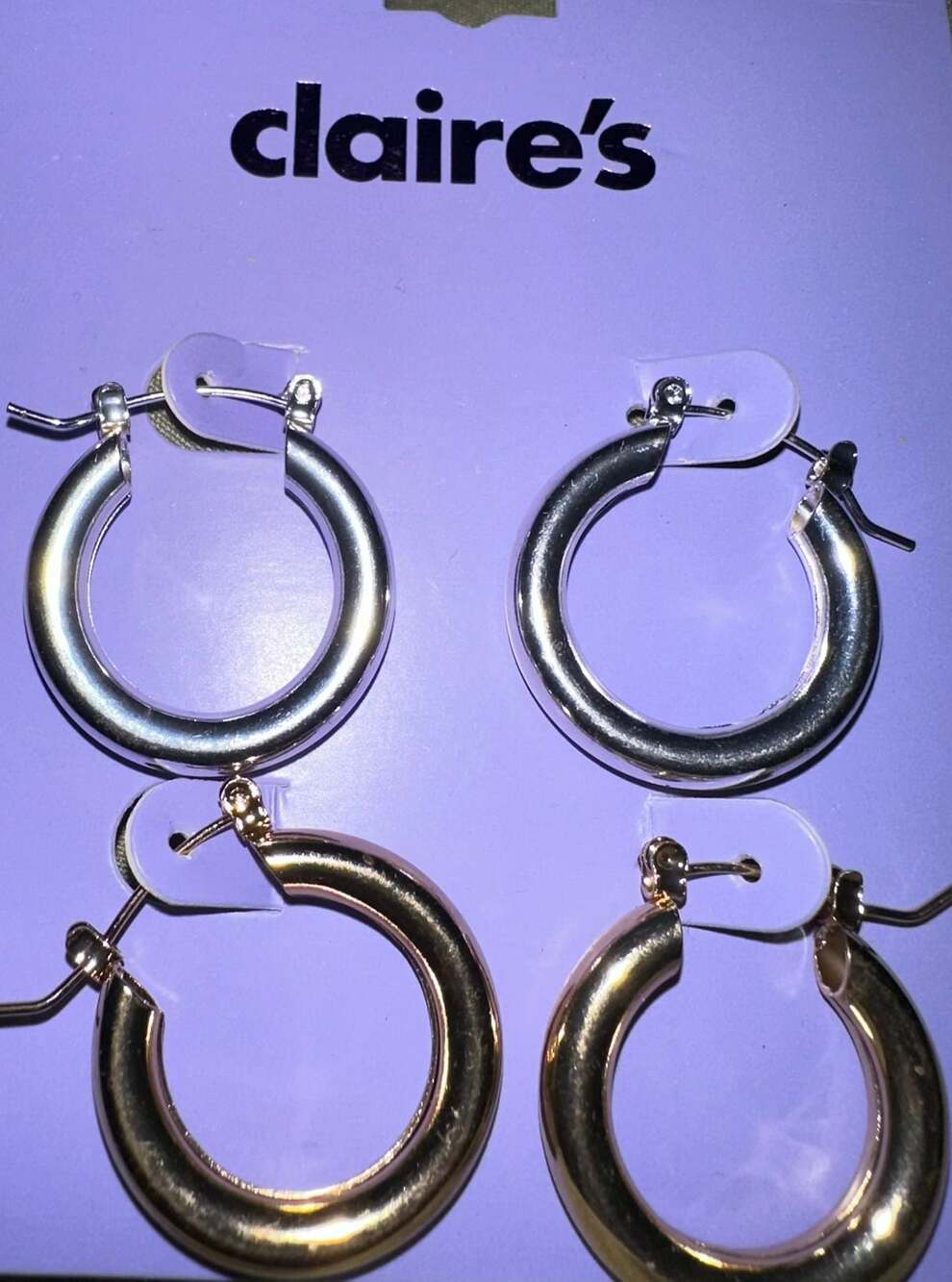Claire's Silver and Gold Toned Chunky Hoop Earrings Set